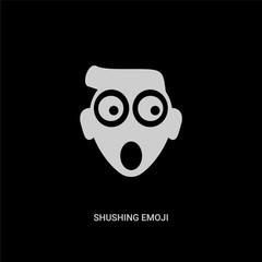 white shushing emoji vector icon on black background. modern flat shushing emoji from emoji concept vector sign symbol can be use for web, mobile and logo.