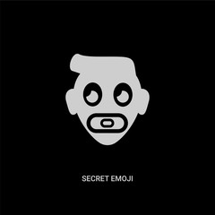 white secret emoji vector icon on black background. modern flat secret emoji from emoji concept vector sign symbol can be use for web, mobile and logo.