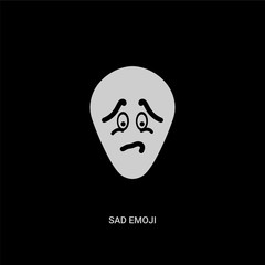 white sad emoji vector icon on black background. modern flat sad emoji from emoji concept vector sign symbol can be use for web, mobile and logo.