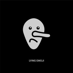 white lying emoji vector icon on black background. modern flat lying emoji from emoji concept vector sign symbol can be use for web, mobile and logo. - obrazy, fototapety, plakaty