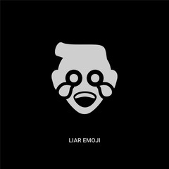 white liar emoji vector icon on black background. modern flat liar emoji from emoji concept vector sign symbol can be use for web, mobile and logo.