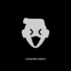 white laughing emoji vector icon on black background. modern flat laughing emoji from emoji concept vector sign symbol can be use for web, mobile and logo.
