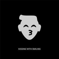 white kissing with smiling eyes emoji vector icon on black background. modern flat kissing with smiling eyes emoji from emoji concept vector sign symbol can be use for web, mobile and logo.
