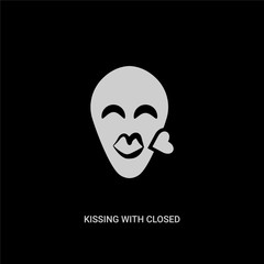 white kissing with closed eyes emoji vector icon on black background. modern flat kissing with closed eyes emoji from emoji concept vector sign symbol can be use for web, mobile and logo.
