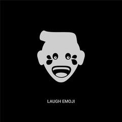 white laugh emoji vector icon on black background. modern flat laugh emoji from emoji concept vector sign symbol can be use for web, mobile and logo.