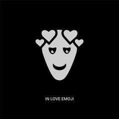 white in love emoji vector icon on black background. modern flat in love emoji from emoji concept vector sign symbol can be use for web, mobile and logo.