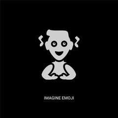 white imagine emoji vector icon on black background. modern flat imagine emoji from emoji concept vector sign symbol can be use for web, mobile and logo.