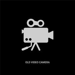 white old video camera vector icon on black background. modern flat old video camera from electronic stuff fill concept vector sign symbol can be use for web, mobile and logo.