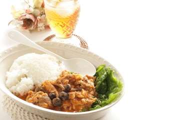 Shimeji mushroom in beef stew served with rice