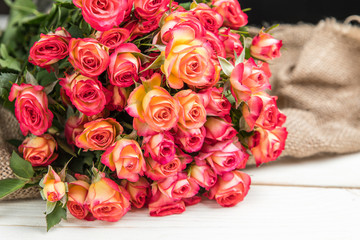 Beautiful roses on the table