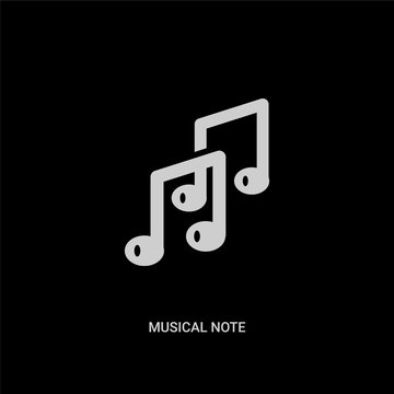 white musical note vector icon on black background. modern flat musical note from education concept vector sign symbol can be use for web, mobile and logo.