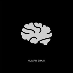 white human brain vector icon on black background. modern flat human brain from education concept vector sign symbol can be use for web, mobile and logo.