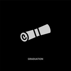 white graduation vector icon on black background. modern flat graduation from education concept vector sign symbol can be use for web, mobile and logo.