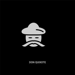 white don quixote vector icon on black background. modern flat don quixote from education concept vector sign symbol can be use for web, mobile and logo.