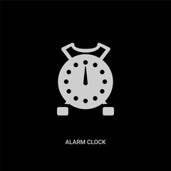 white alarm clock vector icon on black background. modern flat alarm clock from education concept vector sign symbol can be use for web, mobile and logo.