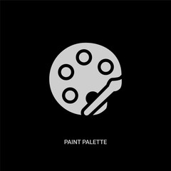 white paint palette vector icon on black background. modern flat paint palette from education concept vector sign symbol can be use for web, mobile and logo.