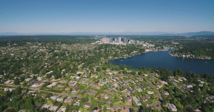 Medina Washington Aerial View Bellevue Meydenbauer Bay Background