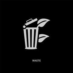 white waste vector icon on black background. modern flat waste from ecology concept vector sign symbol can be use for web, mobile and logo.