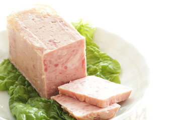 luncheon meat on lettuce with copy space
