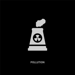 white pollution vector icon on black background. modern flat pollution from ecology concept vector sign symbol can be use for web, mobile and logo.