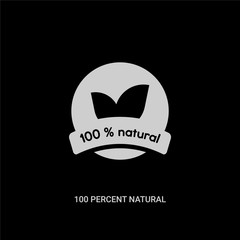 white 100 percent natural vector icon on black background. modern flat 100 percent natural from ecology concept vector sign symbol can be use for web, mobile and logo.