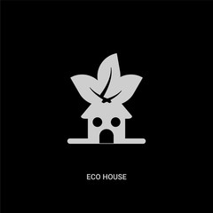 white eco house vector icon on black background. modern flat eco house from ecology concept vector sign symbol can be use for web, mobile and logo.