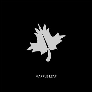 white mapple leaf vector icon on black background. modern flat mapple leaf from ecology concept vector sign symbol can be use for web, mobile and logo.