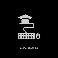 white global learning vector icon on black background. modern flat global learning from elearning and education concept vector sign symbol can be use for web, mobile and logo.