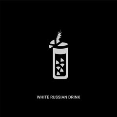 white white russian drink vector icon on black background. modern flat white russian drink from drinks concept vector sign symbol can be use for web, mobile and logo.