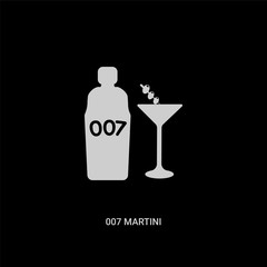 white 007 martini vector icon on black background. modern flat 007 martini from drinks concept vector sign symbol can be use for web, mobile and logo. - obrazy, fototapety, plakaty