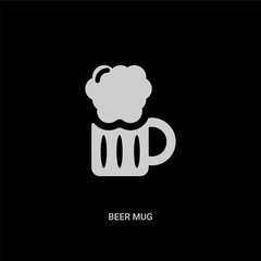 white beer mug vector icon on black background. modern flat beer mug from drinks concept vector sign symbol can be use for web, mobile and logo.