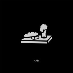 white ham vector icon on black background. modern flat ham from drinks concept vector sign symbol can be use for web, mobile and logo.