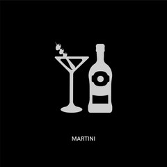 white martini vector icon on black background. modern flat martini from drinks concept vector sign symbol can be use for web, mobile and logo.