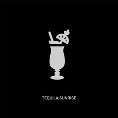 white tequila sunrise vector icon on black background. modern flat tequila sunrise from drinks concept vector sign symbol can be use for web, mobile and logo.