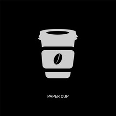 white paper cup vector icon on black background. modern flat paper cup from drinks concept vector sign symbol can be use for web, mobile and logo.