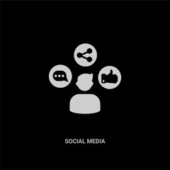 white social media vector icon on black background. modern flat social media from digital economy concept vector sign symbol can be use for web, mobile and logo.