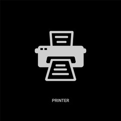 white printer vector icon on black background. modern flat printer from digital economy concept vector sign symbol can be use for web, mobile and logo.