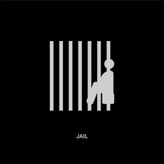 white jail vector icon on black background. modern flat jail from desert concept vector sign symbol can be use for web, mobile and logo.