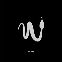 white snake vector icon on black background. modern flat snake from desert concept vector sign symbol can be use for web, mobile and logo.