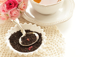 Dried rose and tea leaves