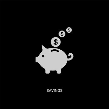 white savings vector icon on black background. modern flat savings from digital economy concept vector sign symbol can be use for web, mobile and logo.