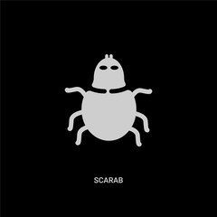 white scarab vector icon on black background. modern flat scarab from desert concept vector sign symbol can be use for web, mobile and logo.