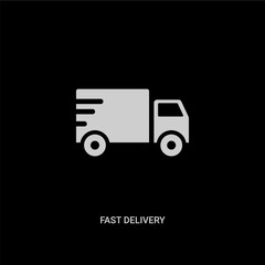 white fast delivery vector icon on black background. modern flat fast delivery from delivery and logistic concept vector sign symbol can be use for web, mobile and logo.
