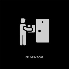 white delivery door vector icon on black background. modern flat delivery door from delivery and logistic concept vector sign symbol can be use for web, mobile and logo.
