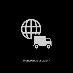 white worldwide delivery vector icon on black background. modern flat worldwide delivery from delivery and logistic concept vector sign symbol can be use for web, mobile and logo.