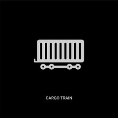 white cargo train vector icon on black background. modern flat cargo train from delivery and logistic concept vector sign symbol can be use for web, mobile and logo.