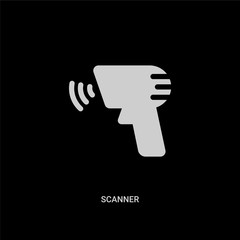 white scanner vector icon on black background. modern flat scanner from delivery and logistic concept vector sign symbol can be use for web, mobile and logo.