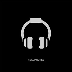 white headphones vector icon on black background. modern flat headphones from customer service concept vector sign symbol can be use for web, mobile and logo.
