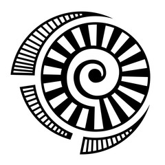 Abstract geometric symbol, isolated on white background. Spiral, round  shape.