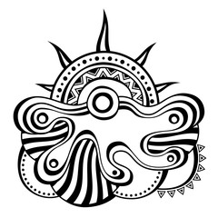 Abstract composition, isolated on white background. Rising sun.